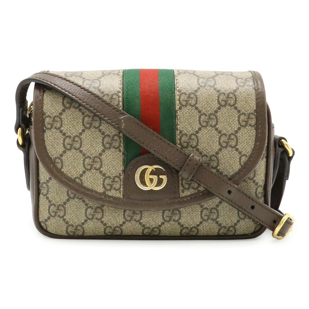 Gucci Ophidia GG Supreme Sherry Shoulder Bag Leather Beige Mocha Brown